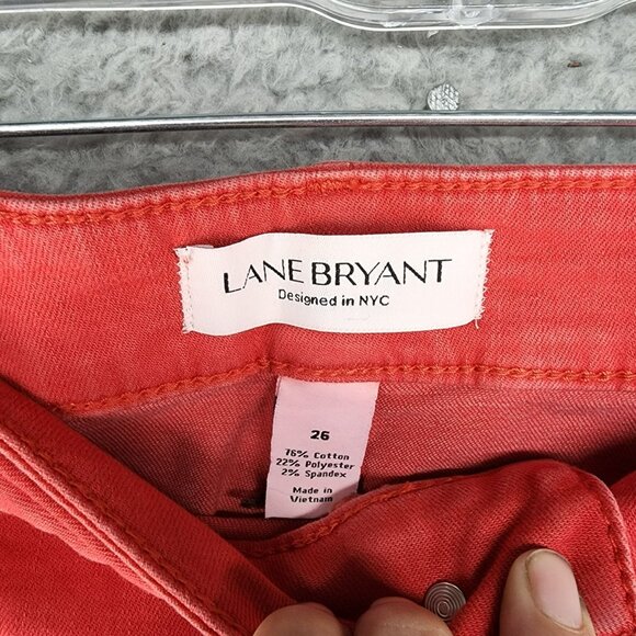 Lane Bryant Shorts Womens 26 Red Essential High Rise Stretch Girlfriend Denim - Picture 3 of 9